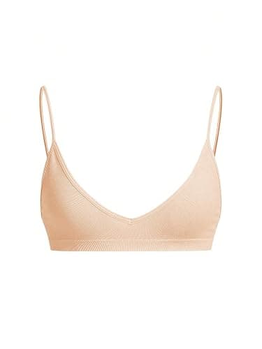SweatyRocks Women's Triangle Bralette Plunge Bra V Neck Wireless No Padded Soft Comfortable Everyday Sleep Bras - Image 1