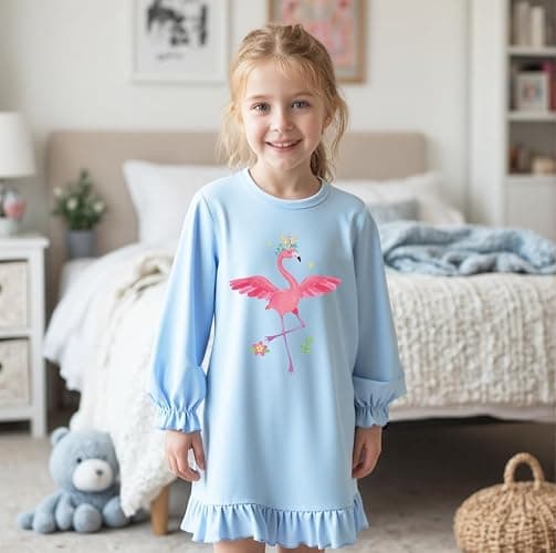 Tkria 2Pcs Girls Nightgowns Toddler Nightdress Soft Cotton Sleepwear 2-10 Years Long Sleeves Nightie Dress Pajamas Kids Girls thumbnail 4