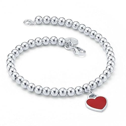 Women Bracelets Link Bracelets Heart Bracelet for Best Friend, Gifts for Mom Boyfriend Friendship Jewelry - Pink thumbnail 8