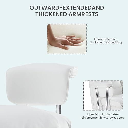 OLIXIS Home Office Desk Chair Comfy with Foot Rest, PU Leather Ergonomic Big and Tall High Back Support, 360° Swivel Wheels, Armrests and Detachable Pillow, Height Adjustable, White thumbnail 6