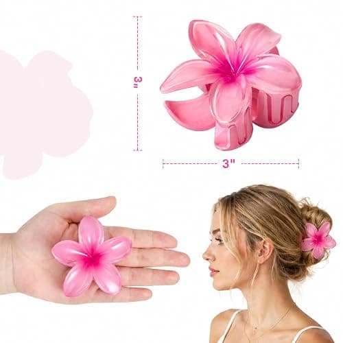 Vigorpace 6 Pcs Flower Hair Claw Clips for Women Girls, Hawaiian Hibiscus Hair Clips, Cute Summer Beach Hair Accessories for Thick Thin Hair thumbnail 2