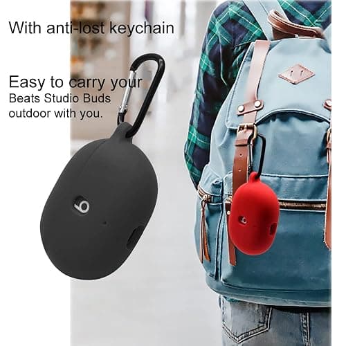 Claiol Silicone Case for Beats Studio Buds 2021/2023, Premium Shockproof Silicone New Beats Studio Buds Case Cover with Keychain. (Pink) thumbnail 4