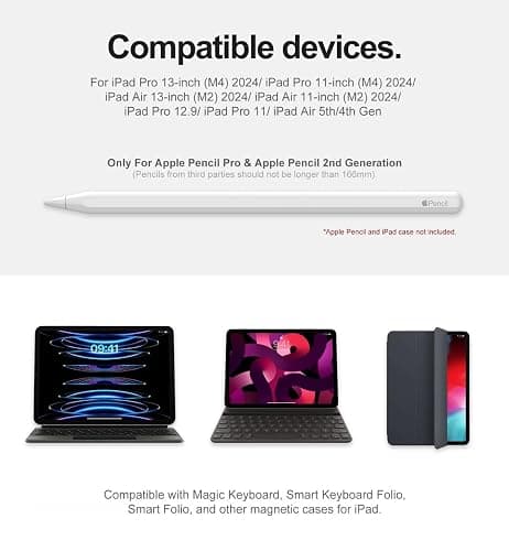 Dracool for Apple Pencil Pro/Apple Pencil 2nd Generation Pencil Holder Compatible with Magic Keyboard, Smart Folio, and Other Magnetic Cases for iPad Pencil Case 6.53 inch - White thumbnail 2