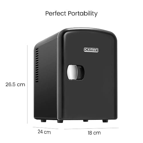 Chefman - Iceman Mini Fridge, 4 Liter/6 Can, Portable, Provides Compact Storage For Skincare, Snacks, Beverages and More, Cooler and Warmer Personal Fridge, Home/Car/Bedroom, Black thumbnail 3