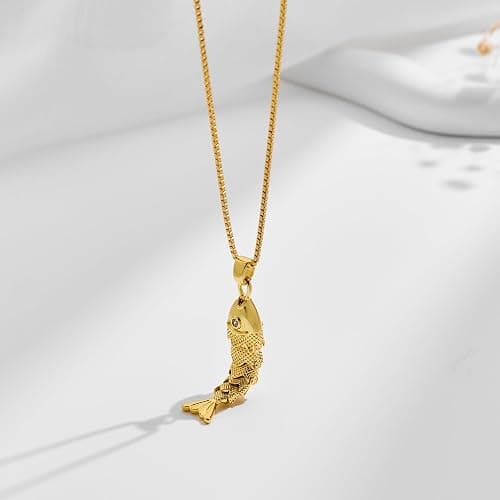 YUJIE Dainty Fish Pendant Necklace for Women 14k Gold Plated Ocean Fish Charm Necklace Summer thumbnail 6