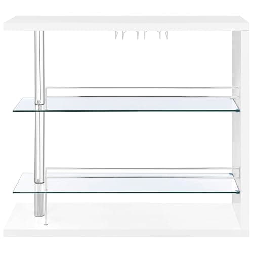 Coaster Home Furnishings - Prescott - Rectangular Wine Table with Clear Tempered Glass Shelves and Stemware Racks - Dining Room & Home Bar - White - 100167 thumbnail 5
