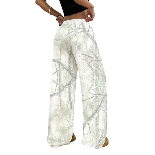 Camo Pants Women Wide Leg Y2K Camoflage Pants High Waisted Baggy Trousers Straight Cargo Lounge Joggers Sweatpants thumbnail 3