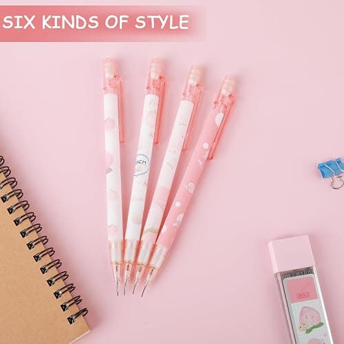 TIESOME Cute Mechanical Pencil Set Include 4 Pcs 0.5mm Kawaii Mechanical and 100 Pcs Replacement Pencil Refills, Kawaii Stationary Cute School Supplies Pencils for Writing Drawing Sketching Drafting thumbnail 5