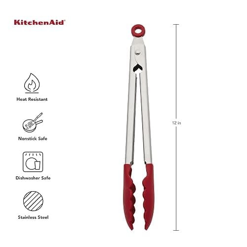 KitchenAid Silicone Stainless Steel Tongs, 12 Inch, Red thumbnail 2