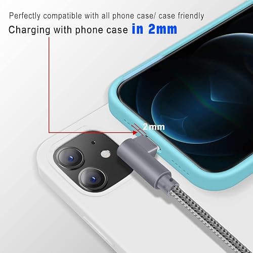 APFEN MFi Certified Lightning iPhone Charger Cord 90 Degree Fast Data Cable Nylon Braided Compatible with iPhone Xs Max/XS/XR/7/7Plus/X/8/8Plus/6S/6S Plus/SE (Gray, 10FT) thumbnail 5
