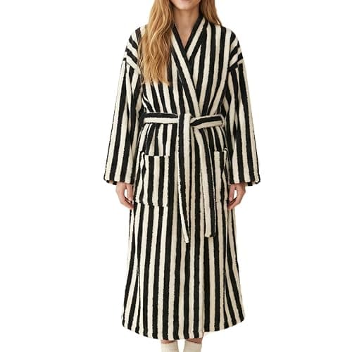 ZWVKLN Womens Plush Robes Long Soft Fluffy Bathrobe Bathrobe With Pocket Belt Warm Robes - Image 1