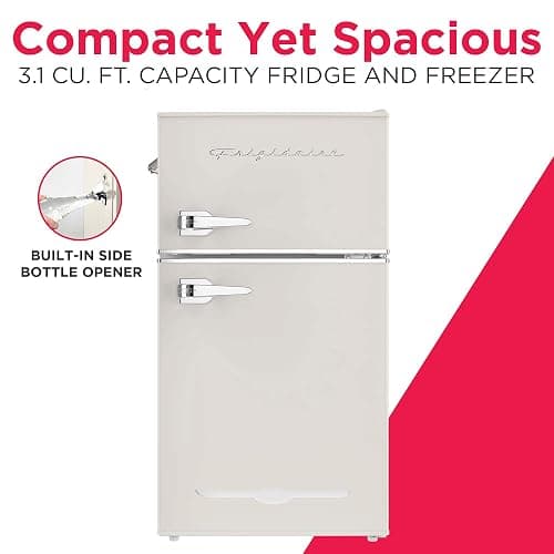 Frigidaire EFR840-Cream EFR840 Retro Mini Fridge with Freezer & Side Bottle Opener-Small 2 Door Refrigerator for Office Bar or College Dorm Room-3.1 Cu Ft (Cream) thumbnail 4