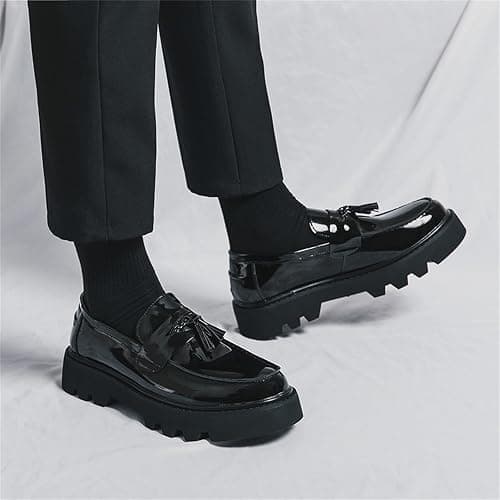 didopery Men's Patent Leather Slip-On Tassel Dress Platform Loafers Casual Non-Slip Penny Formal Shoes Business Party Wedding Prom Moccasins Boat Shoes thumbnail 2