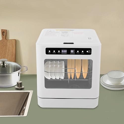 Portable Mini Countertop Dishwasher | Household Dishwasher 4 Modes Hot Air Drying Counter Top Dishwasher with High Temp for Apartment Dorm Small Kitchen thumbnail 2