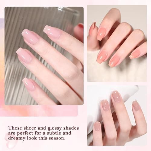SHOYUM 24 Pcs Jelly Nude Gel Nail Polish Set, Sheer Pink Colors Gel Polish Kit with Glossy & Matte Top Coat and Base Coat for Nail Art DIY Manicure and Pedicure at Home thumbnail 7
