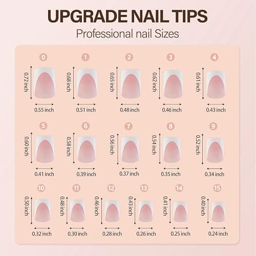 Vansiho Deep French Gel Nail Tips, 150Pcs Short Square Nail Tips, Pink Soft Gel French Tips Press on Nails, Fake Nails for Nail Art DIY 15 Sizes thumbnail 6