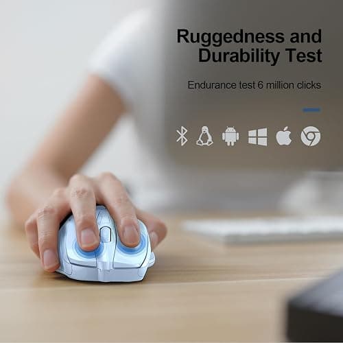 TECKNET Wireless Mouse (2.4G & BT5.0/3.0) Silent 4800 DPI Computer USB A & Bluetooth Mouse 6 Buttons, Wide Compatibility - Lightblue thumbnail 7