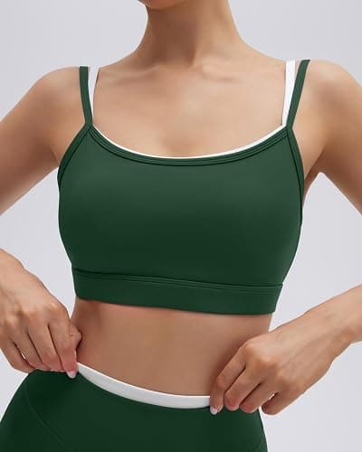 SUUKSESS Women 2 Pieces Workout Sets Padded Spaghetti Straps Camis High Waist Biker Shorts thumbnail 5