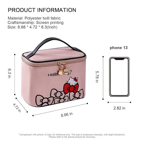 AmBealla Makeup Bag Large Waterproof Cosmetic Bags with Makeup Brush Holder,Cute Printed Makeup Organizer for Women Traveling,Portable Toiletry Bag for Girls thumbnail 6