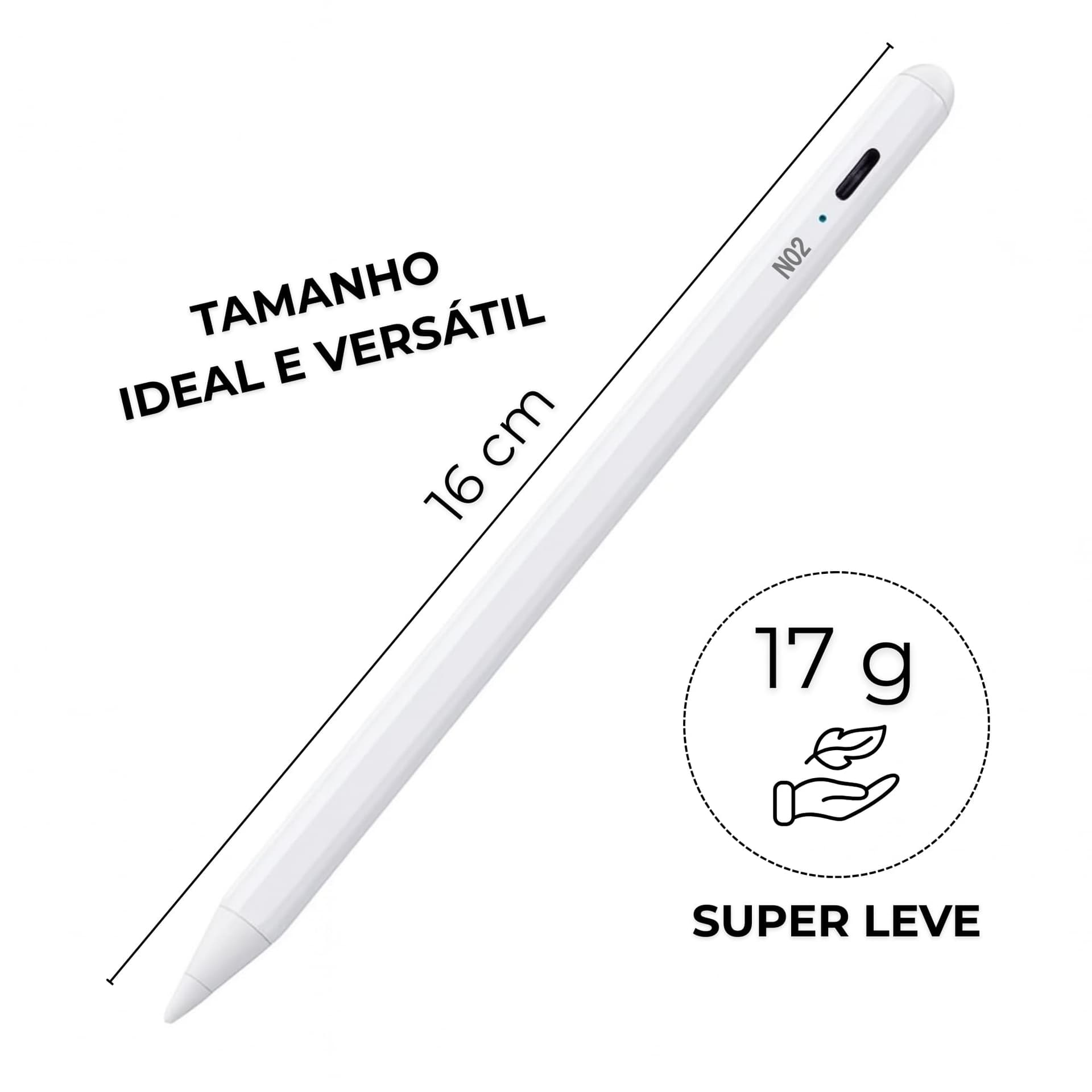 Caneta Digital para iPad NO2PROBLEMS Pencil Stylus Touch com Ponta Extra e Alta Sensibilidade Escrita Suave (Branca) thumbnail 7