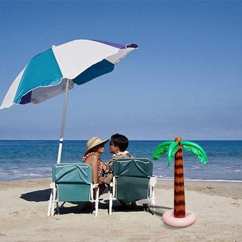 Inflatable Palm Tree Decoration, 2 Pack Jumbo Coconut Trees Beach Backdrop Favor Tropical Blow Up Hawaiian Summer Party Decor for Hawaiian Luau Party Decoration thumbnail 5