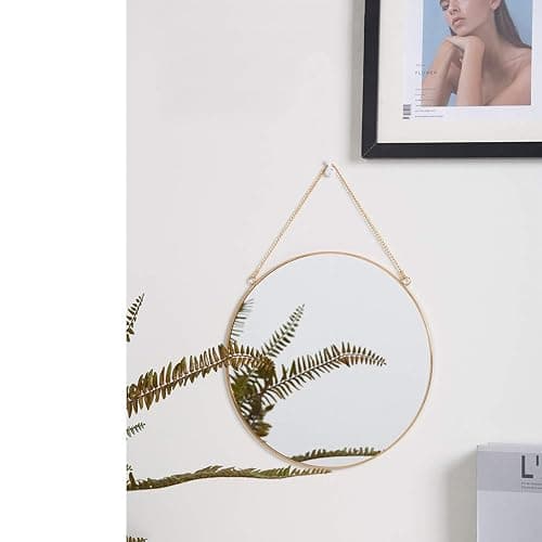 Dahey Wall Hanging Mirror Decor Gold Round Mirror with Hanging Chain for Home Bathroom Bedroom Living Room,11.75"X11.75" thumbnail 4