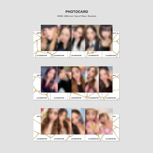 LE SSERAFIM ANTIFRAGILE Vol.2 IRIDESCENT OPAL Ver. Booklet Photocard + Postcard + Sticker + Antifragile Sticker + Folding Poster + 2 Pin Button Badges + 4 Extra Photocards thumbnail 5