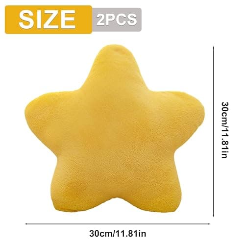 2Pcs Star Pillow, 12 Inch Star Shaped Plush Pillow, Cute Cuddly Sofa Cushion Decorative Fluffy Cushion for Living, Bedroom Play Room, Pillows for Kids thumbnail 2