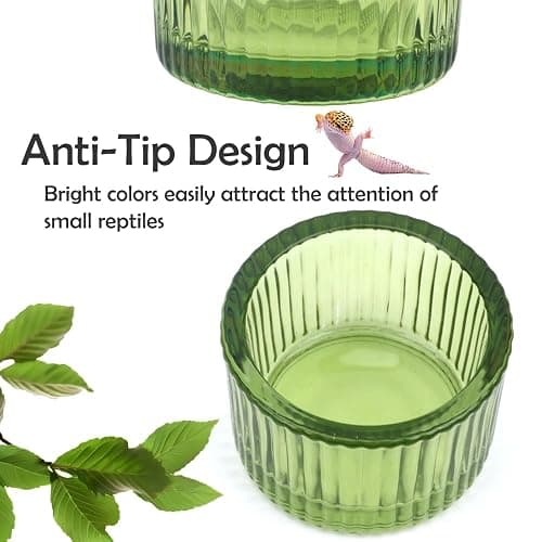 4 Pack Glass Reptile Feeding Dish Food Water Bowl Colorful Eating Container for Small Reptile Lizard Gecko Corn Snake (Random Color thumbnail 6