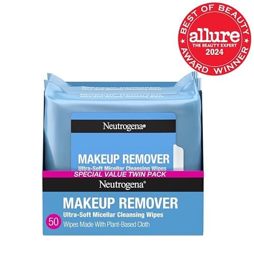 Neutrogena Makeup Remover Wipes Micellar Alcohol-Free Face Towelettes Remove Waterproof Mascara & Oil, Compostable 100% Plant-Based Cloth, Dermatologist & Ophthalmologist Tested, Twin Pack 2 x 25 ct thumbnail 2