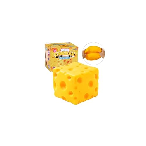 Yooshi Jumbo Cheese Squishy Toy, Giant Slow Rising Cheese Squishy for Kids & Adults, Soft Sensory Squeeze Fidget Toy for Stress Relief, Funny Office Desk Toy & Novelty Gift - Image 1