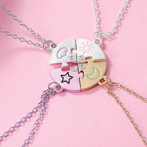 Best Friend Friendship Necklaces for 3 Sisters Birthday Gifts for Big Middle Little Sister Puzzle Necklace for 3 4 Friends thumbnail 5