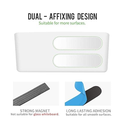loukin Magnetic and Adhesive Marker Holder, Dry Erase Accessory Tray, Magnetic Storage Organizer for Whiteboard, Glass or Refrigerators (White) - White thumbnail 5