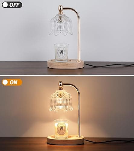 MEIXISUE Candle Warmer Lamp with Timer and Dimmer,Electric Gold Light Gifts for Women Melt Wax Warmer Lamp with 2 Bulbs for Candle Jars House Warming New Home Decor Bedroom - Gold ‎flower thumbnail 8