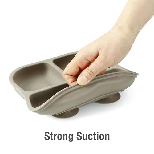 PandaEar 3 Pack Baby Plates with Suction and 3 Spoons, Silicone Toddler Plates for Baby Toddlers Infant Kids, Divided Plate Toddler Suction Plates, Non-Slip, Non-Toxic, BPA Free thumbnail 6