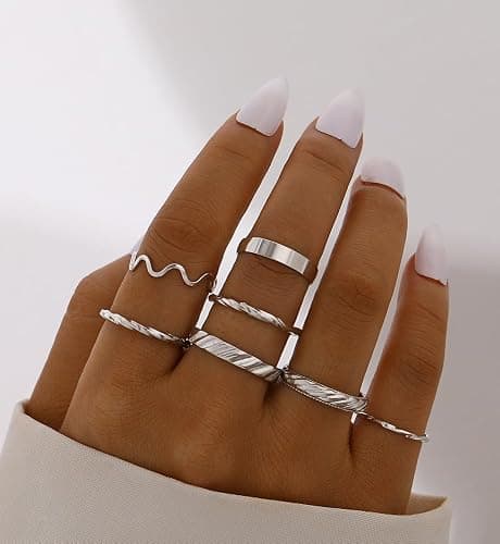 iF YOU 25 Pcs Gold Stackable Ring Set for Women, Chunky Knuckle Finger Midi Rings, Silver Simple Stacking Cute Rings Pack Trendy Stuff Jewelry Gift thumbnail 6