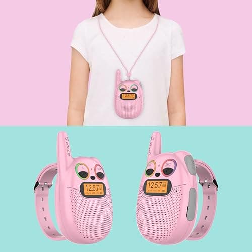 Walkie Talkies for Kids Rechargeable, Toys for 3+ Years Old Kids Walkie Talkies Rechargeable, Up to 2 Mile 2 Way Radio Birthday Toys for Girls And Boys, Pink thumbnail 2