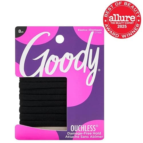 Goody Ouchless Seamless Hair Elastics, 8 Ct, Black, Damage-Free Gentle Hold Elastic Ties, No Snag or Pull, For All Occasions, Chic Styling Accessories for Women & Men, All Hair Types thumbnail 2