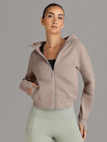 Trendy Queen Womens Zip Up Hoodies Jackets Cropped Sweatshirts Fleece Fall Outfits Casual Comfy Y2k Tops Winter Clothes 2025 thumbnail 7