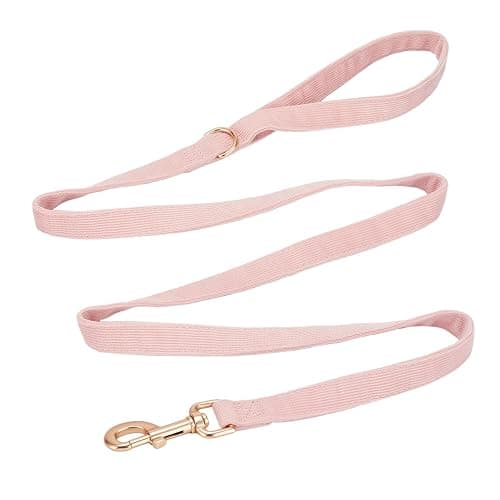YUDOTE Corduroy Dog Leash 5 Ft Fog Small Medium Large Dogs Heavy Duty Pet Lead with Golden Metal Trigger Snap (Light Pink,Medium) - Medium - Light Pink thumbnail 5