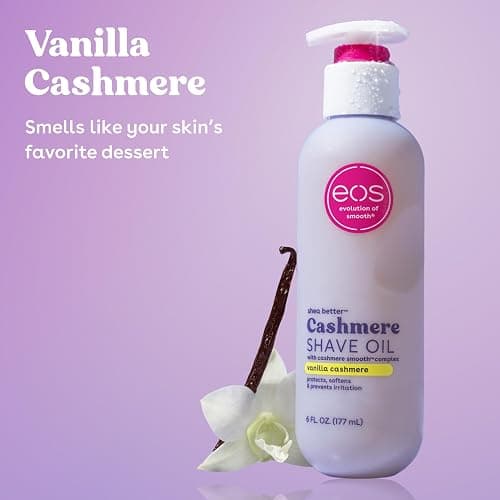 eos Cashmere Shave Oil – Vanilla Cashmere, Moisturizing Shave Oil with Shea Butter & Glycerin, Helps Prevents Irritation & Razor Burn, Vegan, 6 fl oz thumbnail 2