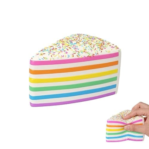 Rainbow Cake Squishies,Jumbo Slow Rising Fidget Squeeze,Soft Relief Squishy Stress,Squeeze Ball Sensory for Anxiety Stress Party Favors Colorful Ball for Adults Teens Classroom Office(Cake) - Image 1