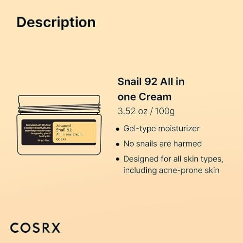COSRX Snail Mucin 92% Face Moisturizer, 3.52 Oz, Lightweight Moisturing Cream for Soft, Glowy Skin, Korean Skin Care, Korean Moisturizer Face Cream thumbnail 7