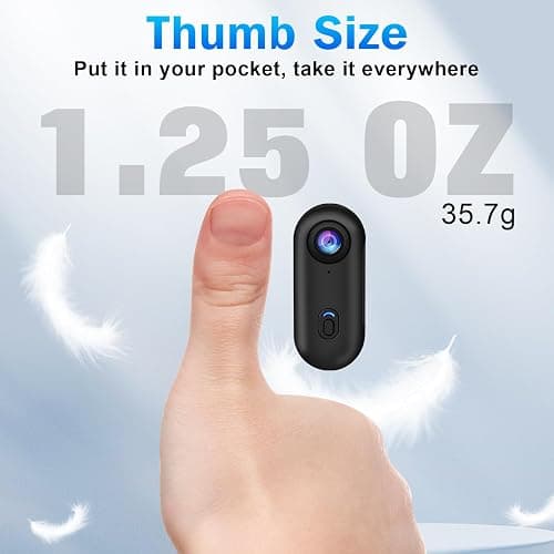 i3 4K Thumb Action Camera,Tiny Size, Mount Anywhere,Small Body Camera with Spring Clip,Portable Vlogging,Hands-Free POV Recording,Helmet Cam for Cycling,Motorcycle (with 128G-Card, Black) thumbnail 2
