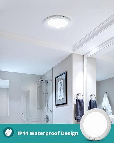 wowatt Battery Operated Ceiling Light Rechargeable Ceiling Lights with Remote Wireless Shower Lighting 3000K 4500K 6500K 7.48in Dimmable Timing Overhead Light for Closet Shower Living Room thumbnail 4