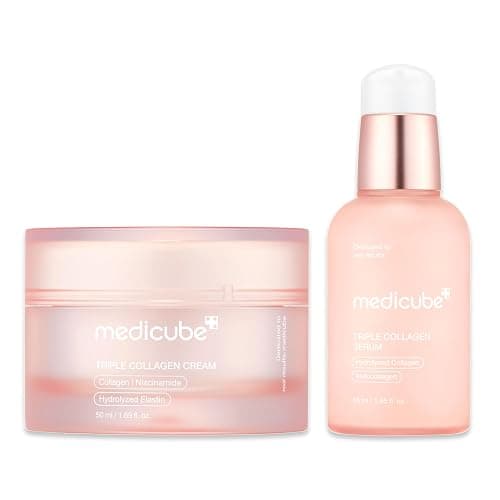 medicube Triple Collagen Nourish and Hydrate Duo: Triple Collagen Cream and Triple Collagen Serum | Niacinamide, Hyaluronic Acid for Glowing, Fimer-Looking Skin | Korean Skin Care, Stocking Stuffers - Image 1