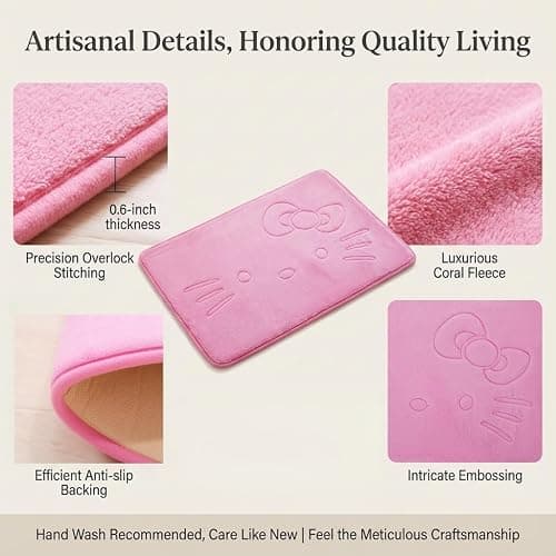 Cute Cartoon Pink Area Rugs for Bedroom Living Room Bathroom Rugs Bath Mat Door Mat Super Soft Memory Foam Design Non Slip and Absorbent 15.75 x 23.62 Inch thumbnail 5