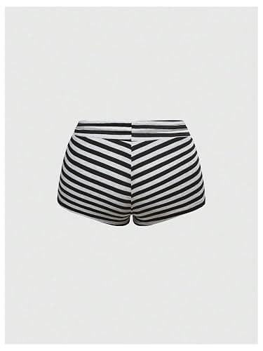 SOLY HUX Women's Y2k Striped Mini Shorts Grunge Tie Front Skinny Bottoms Music Festival Concert Outfit thumbnail 2