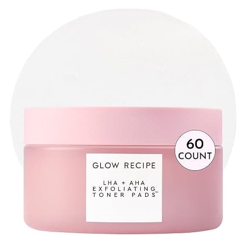 Glow Recipe LHA + AHA Toner Pads - Korean Exfoliating Toner for Face - Pore Minimizer - Hydrating Toner Pads - 5 Gentle Acids, Watermelon Enzymes, Hydrating Botanicals (60 Face Pads) - Image 1