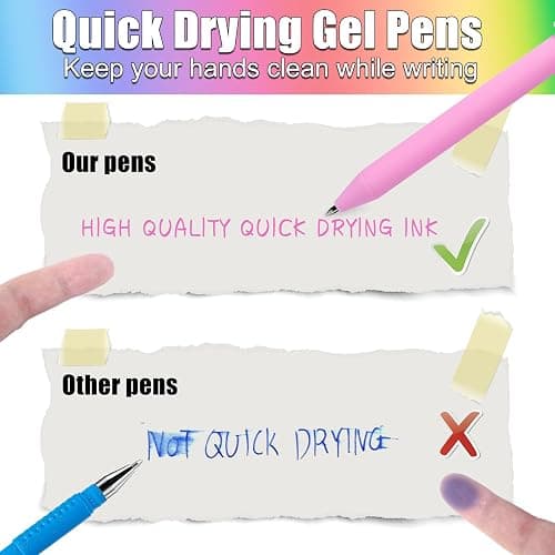 Drawdart Gel Pens 12 Colors Retractable Quick Dry Ink Pens Fine Point 0.7mm, Smoooth Writing Pens Multicolor for Journaling, Drawing, Doodling, and Note Taking, Multicolor, 12-Count thumbnail 6